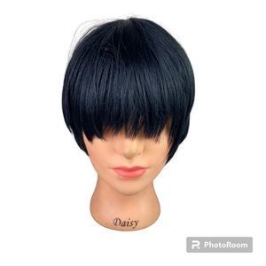 GoGo black short straight bob wig with bangs